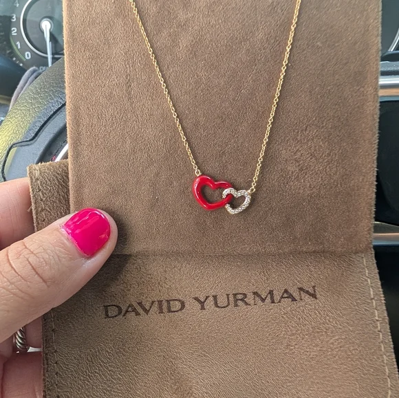 David Yurman Red and Gold Heart Necklace 18k - Picture 1 of 6